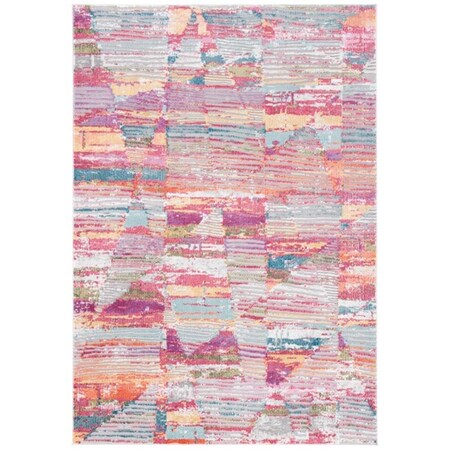 Safavieh 6 ft. 7 in. x 9 ft. Porcello 900 Contemporary Rectangle Power Loomed Area Rug Red & Blue PRL988Q-6